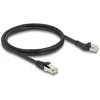 Delock RJ45 Netzwerkkabel Cat.8.1 S/FTP Stecker 45° nach links gewinkelt zu Stecker gerade bis 40 Gbps 1 m juodas