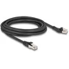 Delock RJ45 Netzwerkkabel Cat.8.1 S/FTP Stecker 45° nach links gewinkelt zu Stecker gerade bis 40 Gbps 3 m juodas