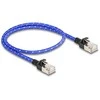 Delock RJ45 Netzwerkkabel mit Geflechtmantel Cat.6A U/FTP Slim 0,5 m blau