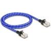 Delock RJ45 Netzwerkkabel mit Geflechtmantel Cat.6A U/FTP Slim 1 m blau