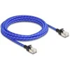 Delock RJ45 Netzwerkkabel mit Geflechtmantel Cat.6A U/FTP Slim 3 m blau