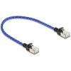 Delock RJ45 Netzwerkkabel mit Geflechtmantel Cat.6A U/FTP Slim 0,3 m blau