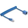Delock RJ45 Spiralkabel Stecker zu Buchse Cat.6 UTP 0,8 m bis 1,8 m blau