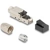 Delock RJ45 Stecker feldkonfektionierbar Cat.6A mit Kabelverschraubung und Staubschutz werkzeugfrei