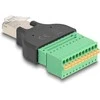 Delock RJ50 Stecker zu Terminalblock Adapteris mit Drucktaster
