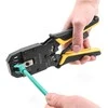 Delock Universelle Crimpzange mit Abisolierer für 10P (RJ50), 8P (RJ45), 6P (RJ12/11), 6P DEC oder 4P Modular Stecker