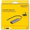 DELOCK USB 10 Gbps 4 Port USB Typ-A Hub mit USB Type-C Anschluss und zustzlicher Strombuchse