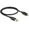 Delock USB 10 Gbps Kabelis Typ-A Stecker zu USB Type-C™ Stecker mit Schraube oben 0,5 m