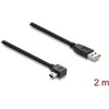 Delock USB 2.0 Kabelis Typ-A Stecker zu Typ Mini-B Stecker rechts gewinkelt 2 m