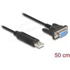 Delock USB 2.0 zu Seriell RS-232 Adapteris Sub-D 9 Buchse mit Schrauben kompaktem Steckergehäuse 50 cm FTDI