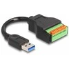 Delock USB 3.2 Gen 1 Kabelis Typ-A Stecker zu Terminalblock Adapteris mit Drucktaster 15 cm