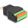 Delock USB 3.2 Gen 1 Typ-A Stecker zu Terminalblock Adapteris mit Drucktaster