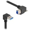 Delock USB 5 Gbps Kabelis USB Typ-A Stecker 90° nach unten gewinkelt zu USB Typ-B Stecker mit Schraube 90° nach rechts gewinkelt 1 m juodas