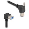 Delock USB 5 Gbps Kabelis USB Typ-A Stecker 90° nach unten gewinkelt zu USB Typ-B Stecker mit Schraube 90° nach rechts gewinkelt 1 m juodas