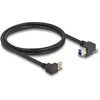 Delock USB 5 Gbps Kabelis USB Typ-A Stecker 90° nach unten gewinkelt zu USB Typ-B Stecker mit Schraube 90° nach rechts gewinkelt 1 m juodas
