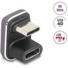 Delock USB-C™ Adapteris 180° gewinkelt 40 Gbps PD 3.1 240 W Stecker zu Buchse U-Form 8K 60 Hz Metall