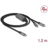 Kabelis USB Delock USB-C - 2x USB-C 1.2 m Juodai-pilka (81271)