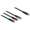 „Delock“ USB įkrovimo laidas „3 viename“ nuo A tipo iki 2 x „Lightning“ / C tipo USB 30 cm