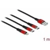 „Delock“ USB įkrovimo laidas „3 in 1 Type-A“ su „Lightning™“ / 2 x USB Type-C™ 1 m
