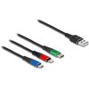 Kabelis USB Delock USB-A - USB-C + microUSB + Lightning 2 m Juodas (90156)