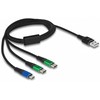Kabelis USB Delock USB-A - 2x USB-C + microUSB 1 m Juodas (87882)
