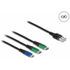 Kabelis USB Delock USB-A - 2x USB-C + microUSB 1 m Juodas (87882)