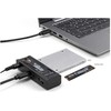 „DeLOCK“ USB C tipo į 1 x M.2 NVMe SSD + 1 x SATA SSD/HDD keitiklis su klonavimo funkcija