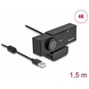 Delock USB UHD Webcam mit Mikrofonas 4K 30 Hz 110° Blickwinkel und Stativ