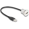 DELOCK USB2.0 Typ-A Einbaubuchse mit Kabelp. St. Alu.30cm