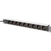 Digitus Listwa zasilająca PDU Rack 19" su bezpiecznikiem przeciążeniowym, 9 gniazd Schuko CEE 7/3 (45°), kabe l 2m wtyk IEC C14, 10A, aluminiowa