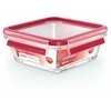 Emsa Clip&amp;Close stiklinis maisto konteineris 0,8 L raudonas