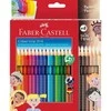 Akvareliniai spalvoti pieštukai Faber-Castell Colour Grip 18 +6 odos atspalvio spalvos