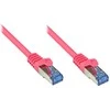 GoodConnections Patchkabel mit Rastnasenschutz, Cat. 6A, S/FTP, PiMF, halogenfrei, 500MHz, magenta, 0,25m,