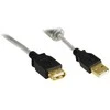 GoodConnections Verlängerung USB 2.0 Stecker A an Buchse A, High Quality mit Ferritkern und Goldkontakten, transparent, 3m,