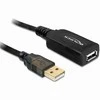 Cable DELOCK 82689 (USB M - USB F, 15m, juodos spalvos)