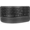 Logitech Wave Keys, juodas - belaidė ergonomiška klaviatūra su paminkštintu delno apdangalu