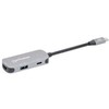 HUB USB Manhattan MANHATTAN USB-C 3-in-1 Konverter mit Power Delivery USB 3.2 Typ-C-Stecker auf HDMI 4K30Hz USB-A 5Gbit/s und USB-C PD 100W Alu Grau