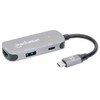 HUB USB Manhattan MANHATTAN USB-C 3-in-1 Konverter mit Power Delivery USB 3.2 Typ-C-Stecker auf HDMI 4K30Hz USB-A 5Gbit/s und USB-C PD 100W Alu Grau