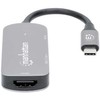 HUB USB Manhattan MANHATTAN USB-C 3-in-1 Konverter mit Power Delivery USB 3.2 Typ-C-Stecker auf HDMI 4K30Hz USB-A 5Gbit/s und USB-C PD 100W Alu Grau