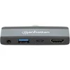 Šakotuvas Manhattan 190404 prijungimo stotis Laidinė USB 3.2 Gen 2 (3.1 Gen 2) Type-C pilka