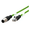 Metz Connect Kabelis połączeniowy M12 męski-RJ45 męski, 4-biegunowy su kodem D, prosty, łańcuch nadążny, moment sukamasis, 2 m