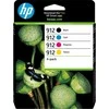 Hewlett Packard (HP) Originalios HP 912 CMYK rašalo kasetės 4 pakuotės