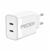 PEDEA 40W USB-C (PD) greitasis įkroviklis – 2 prievadų kelių prievadų mobiliojo telefono įkroviklis su USB-C, baltas