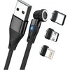 Kabelis USB Realpower Magnetic cable 3 Amp,20cm,juodas mit Adaptern