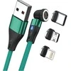 USB kabelis Realpower USB-A - USB-C + microUSB + Lightning 2 m Žalias (439645)