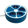 ROLINE 4-fach Steckdosenleiste mit Schalter, rund, USB-Charger A+C, blau, 3 m