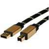 Kabelis USB Roline USB-A - USB-B 4.5 m Juodas Auksinis (JAB-1127658)
