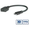 Secomp ROLINE HDMI didelės spartos kabelis su Ethernet, HDMI A tipo F - HDMI C tipo M 0,15 m, 0,15 m, HDMI A tipo (standartinis), HDMI C tipo (mini), 1920 x 1080 pikselių, juodas