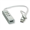 Roline USB HUB USB 2.0 šakotuvas skirtas ROLINE nešiojamiesiems kompiuteriams, 4 prievadai, A+C tipo jungties laidas