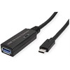 Roline ROLINE USB 3.2 Gen 1 aktyvaus kartotuvo kabelis, A tipo - C tipo, juodas, 5 m